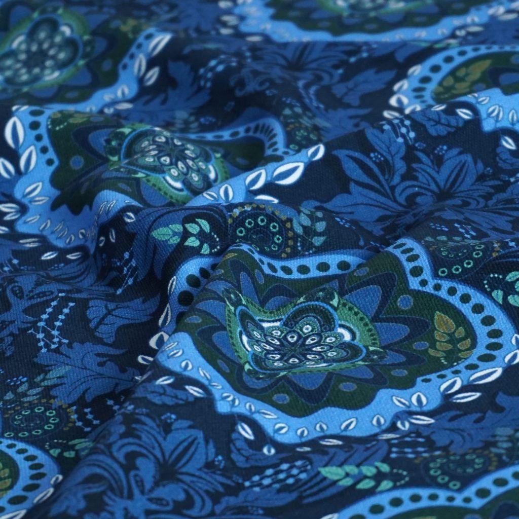 Dekostoff Canvas Mandala blau